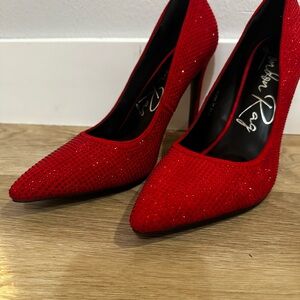 London Rag Red Women's Alter Ego Heatseal Embellished Heels US 8